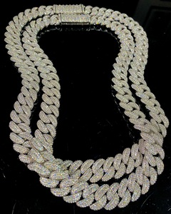 Pendentif inversé unisexe en argent sterling 925 plaqué or blanc 14 carats, avec moissanite VVS taille princesse, style hip-hop, 18 mm, 22 pouces, certifié IGI - Product Image 1