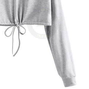 Último estilo de color sólido mujeres Crop Top sudaderas con capucha al por mayor de las mujeres personalizadas Crop Top sudaderas con capucha - Product Image 5