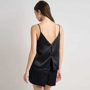 Pijama de satén liso corto de colores personalizables para mujer, ropa de dormir de verano para mujer - Product Image 4