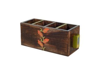 Wholesale 4-Compartment Wooden Utensil Holder Low Price Durable Kitchen Cutlery Holder From Indian Exporter - Product Image 3