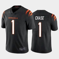 Venta al por mayor cosido fútbol americano Jersey hombres negro Cincinnati Bengals equipo uniforme 9 Joe Burrow 1 Chase 85 Higgins