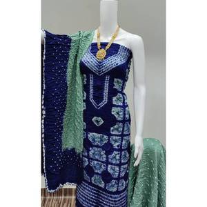 Robe formelle en satin Bandhani, longueur genou, matière infroissable, col en V, respirante, écologique, brodée, lavable, naturelle - Product Image 2