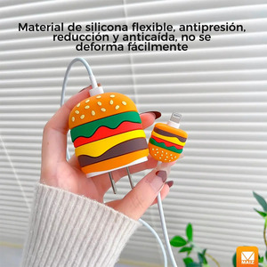 Kawaii Hamburger <b>Charger</b> Cube Protective Case - Assorted Colors - Product Image 5