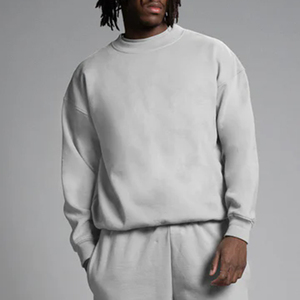 เสื้อสเวตเตอร์แขนปกติของผู้ชายเสื้อสเวตเตอร์เปิดไหล่โอเวอร์ไซส์ลายหินแนววินเทจ - Product Image 3