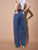 Jean en denim bleu clair taille haute pour femme, coupe droite, décontracté, respirant, style Y2K, avec broderies, déchirures, nœuds et décorations à pampilles, coupe bootcut