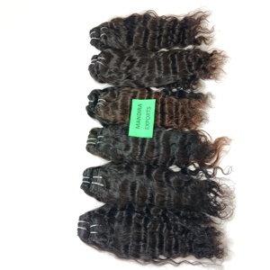 Extensiones de cabello humano indio Remy con cutícula virgen alineada 100%, paquetes naturales ondulados baratos, proveedor de trama doble, corte a máquina - Product Image 2
