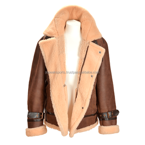 Vestes en peau de mouton de qualité supérieure pour hommes 2026, couleur marron chaud, avec fourrure de mouton à l'intérieur, design personnalisé, vestes chauffantes tendance pour l'hiver - Product Image 3