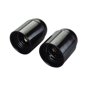 Portalampada nera E27 in plastica IP20 con attacco a camicia liscia Blister 2 pezzi confezione categoria prodotto portalampada e basi - Product Image 1