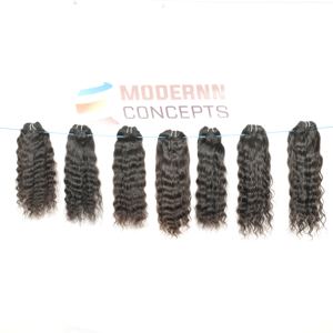 Vente en Gros Cuticules Alignés Ondulés Noir Vierges Temple Indien Extensions de Cheveux Humains Faisceaux Bruts Non Transformés - Product Image 1