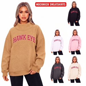 Custom Mockneck Cotton HeavyWeight <b>Jumper</b> Embroidered Soft <b>Fleece</b> Turtlenecks Crewneck Oversized Mock Neck Sweatshirt Women - Product Image 1