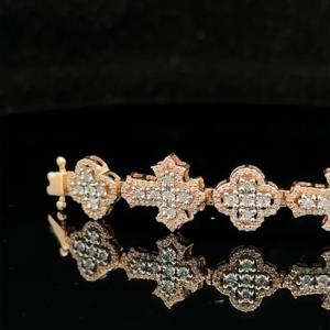 Bracelet en argent 925 plaqué or jaune avec croix sertie de diamants Moissanite incolores, style hip-hop, pour femmes. - Product Image 6