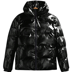 Chaqueta acolchada elegante negra brillante con logotipo personalizado Chaquetas acolchadas cómodas de uso para hombres a la venta Hechas en Pakistán - Product Image 1