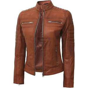 Spring Cow <b>Suede</b> Genuine Leather Reversible Waterproof Breathable Anti-Wrinkle Motorcycle <b>Jacket</b> Zip-Up Women's Moto Biker Style - Product Image 3