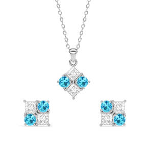 CLARA Juego de Collar y Pendientes de Plata de Ley 925 con Colgante de Belén, Joyería Fina para Mujer - Product Image 1