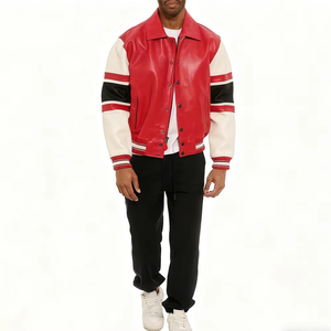 Hottest Models <b>Men's</b> Casual Varsity Leather Jacket Bomber Reversible College <b>Man</b> Jacket Wholesale 2025 - Product Image 4