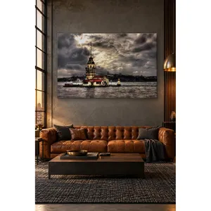 Impression sur toile de la Tour de la Jeune Fille sous des nuages sombres - Product Image 5