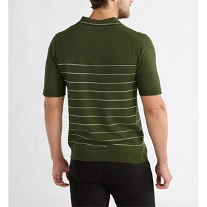 เสื้อโปโลสีเขียวของผู้ชายแบบพรีเมี่ยมพร้อมผ้าฝ้ายนุ่มลายทางผสมดีไซน์ทันสมัยเหมาะสำหรับการสร้างแบรนด์ในองค์กรและชุดลำลอง - Product Image 2