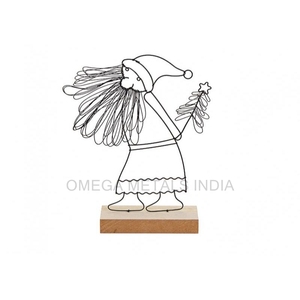 Figurine humaine de décoration d'arbre de Noël de luxe de haute qualité avec base en bois pour les décorations de Noël en gros en vente - Product Image 4