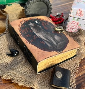 Vintage cuero A5 Grimoire diario Lobo temática bruja hechizo libro de sombras espiral encuadernado gran libro de regalo - Product Image 2