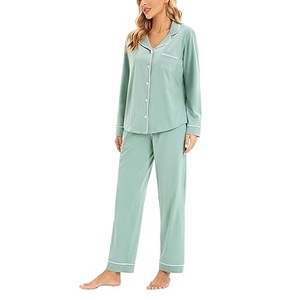 Ensemble de pyjama décontracté en coton pour femme, robe tissée, taille élastique, doux et respirant, idéal printemps-été-automne, motif lettres décontracté - Product Image 5