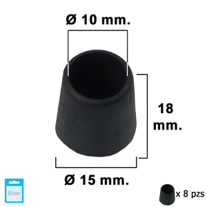 Tappo Conico Nero 10mm. Confezione blister da 8 pezzi. - Product Image 1
