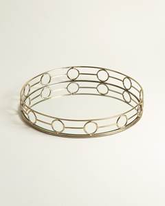 Wholesale Nordic Style Gold Metal Glass <b>Mirror</b> Tray Round Geometric Desktop Decorative Jewelry Display Plate Cosmetic Tray - Product Image 1