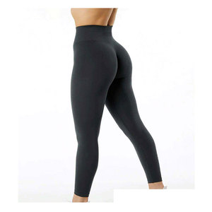 Leggings de yoga pour femmes OEM, taille mi-haute, sans couture, antibactériens, respirants, en polyester/coton, avec taille élastique - Product Image 2