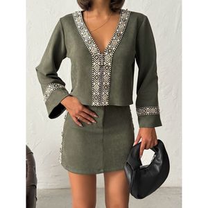 Topshow Women's for Scuba <b>Suede</b> Zip-Up <b>Jacket</b> with Striped Detail - Product Image 4