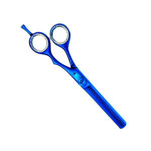 Tijeras de pelo de Color azul, tijeras de adelgazamiento de 5,75 pulgadas, tijeras de adelgazamiento de peluquero de acero inoxidable alemán con anillo de goma elegante - Product Image 4