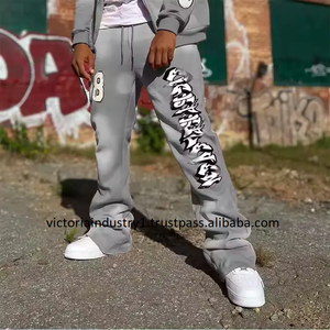 Pantalones Deportivos Acampanados de Estilo Urbano para Hombre, Fabricante Personalizado, Pantalones Joggers Apilados con Cierre Elástico en la Cintura, 100% - Product Image 2