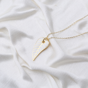 Collier Design feuille couleur émail blanc bijoux d'été turc fait à la main en gros 925 bijoux en argent Sterling - Product Image 2