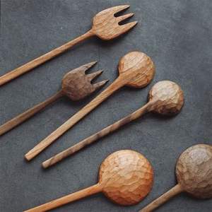 Ensemble de couverts en bois de teck avec design martelé, parfait pour les repas de mariage élégants et les ustensiles de cuisine, prix de gros - Product Image 6