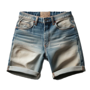 กางเกงยีนส์ขาสั้นสำหรับผู้ชายกางเกงขาสั้นผ้าย้อมสีเรียบในสไตล์คลาสสิกออกแบบเฉพาะในบังคลาเทศ - Product Image 6