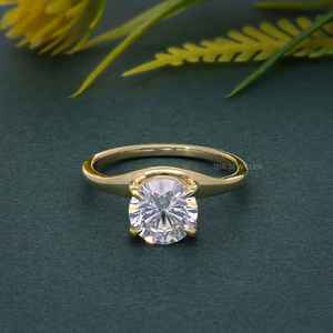 New Arrival IGI Certified 1Ct VVS Lab Grown Diamond Gold Plated 925 Sterling <b>Silver</b> <b>Solitaire</b> Engagement <b>Ring</b> Women's Jewelry - Product Image 6