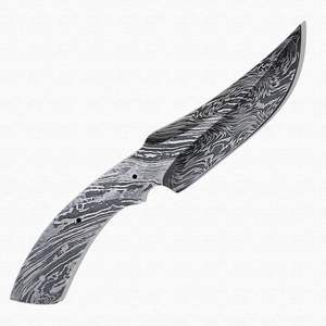 Cuchillo de Caza de Acero de Damasco al por Mayor, Hoja Completa con Punta de Clip de 6 Pulgadas, Funda de Cuero y Madera OEM, Personalizable, Sin Terminar - Product Image 4