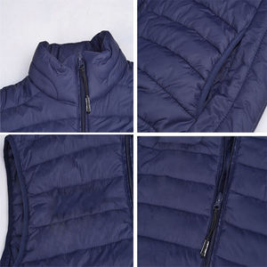 Custom Winter Sleeveless Puffer Jacket <b>Men</b> Quilted Canvas Fabric Lightweight Windproof Stand Collar Heated Wholesale Style - Product Image 2
