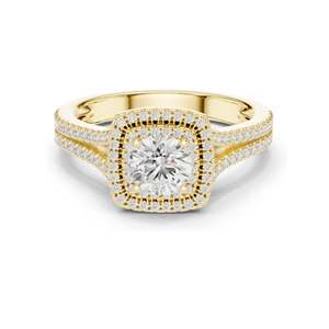 Bague de fiançailles pour femme avec halo de diamants de laboratoire ronds de 1,388 carats, clarté VVS-VS EF, or 18 carats, 14 carats, 10 carats et argent 925, rose - Product Image 2