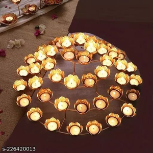 Diya ทองเหลืองสำหรับน้ำมัน Puja โคมไฟรูปดอกบัวลึกสำหรับตกแต่ง pooja Diwali kuber Diya - Product Image 3