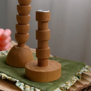 Wooden Candle Stand Minimalist Design Elegant Home Decor for Living Room Bedroom <b>Tabletop</b> <b>Display</b> Handcrafted From India - Product Image 5