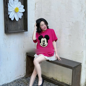 Camiseta de Mickey Mouse para Mujer, Tela de Algodón Suave y Transpirable, Estilo Casual, Perfecta para Combinar con Jeans, Faldas y Shorts - Product Image 6