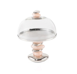 Aluminum Gold Color <b>Cake</b> <b>Stand</b> With Glass <b>Dome</b> Prime Quality Dessert Cupcake <b>Stand</b> With <b>Dome</b> For Display Use - Product Image 4