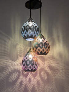 ชุดโคมไฟระย้าโลหะสไตล์โมร็อกโก/ตุรกี, เซ็ตโคมไฟระย้าดีไซน์สี่เหลี่ยมทันสมัยปรับความสูงได้สำหรับบ้าน - Product Image 2