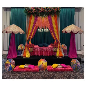 Parapluies indiens traditionnels pour Mehndi Stage Asiatique Musulman Mehndi Stage Parapluies Mariage Stage Embroidered Umbrella Parsols - Product Image 2