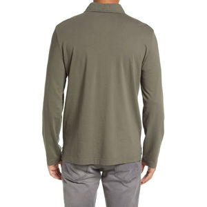 T-shirts pour hommes en coton/polyester mélangé tricoté solide sur mesure à manches longues respirants ajustés - Product Image 4