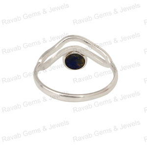 Anillo de mujer de piedras preciosas de lapislázuli Natural de 8mm de alta calidad, joyería fina de Plata de Ley 925 de diseñador para ocasiones de fiesta - Product Image 4