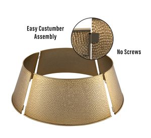 Collar de árbol de metal para árbol de Navidad granja decorativa duradera base redonda elegante decoración festiva de vacaciones - Product Image 5