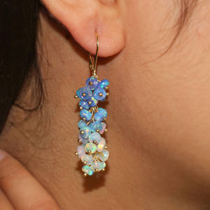 Pendientes de Plata de Ley 925 hechos a mano con cuentas de ópalo azul Natural, joyería de piedra natal para Bodas de mujer, regalo para fiestas - Product Image 2