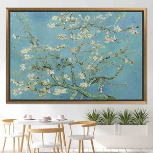 Impression sur toile Van Gogh Almond Tree Blossom - Décoration murale élégante, toile encadrée en or - Product Image 1