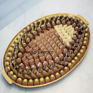 Golden Aluminum Stylish Tray With 2 Handle and <b>Fancy</b> Latest Designing Ware <b>Chocolate</b> Tray Sweet Serving Tray for Best Sale - Product Image 5