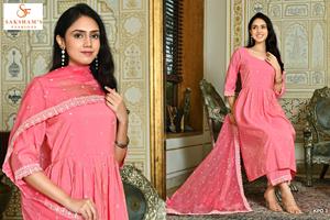 ภาพที่สมบูรณ์แบบสีชมพูสีเหลืองสง่างามสไตล์ดั้งเดิมที่สมบูรณ์แบบกางเกง kurti กับคู่ดูปตางานเลี้ยงชาติพันธุ์ของผู้หญิง - Product Image 3